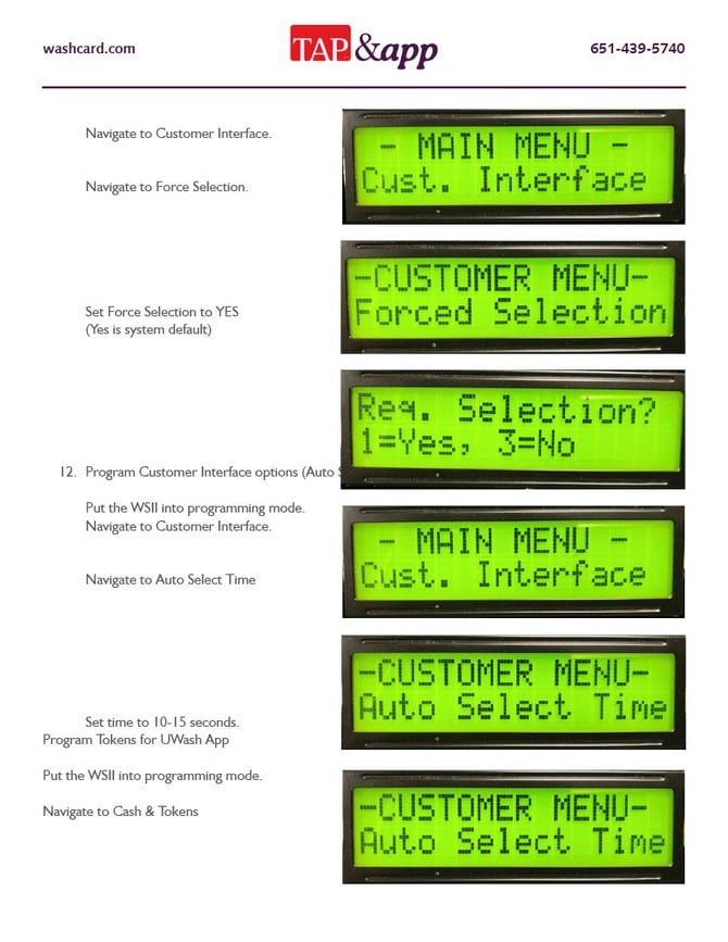 REV 4 Automatic Setup Guide For The Unitec Wash Select II - 14-1